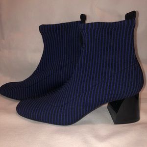 Zara Trafaluc Stripe Sock Style Heel Ankle Boots